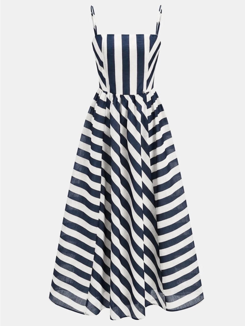 Commense Striped Navy and White Spaghetti Strap Maxi Dress Blue